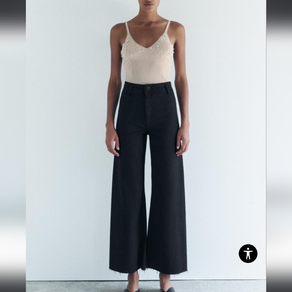 ZARA Womens High Waist Marine Straight Jeans